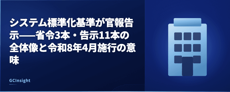システム標準化基準が官報告示——省令3本・告示11本の全体像と令和8年4月施行の意味