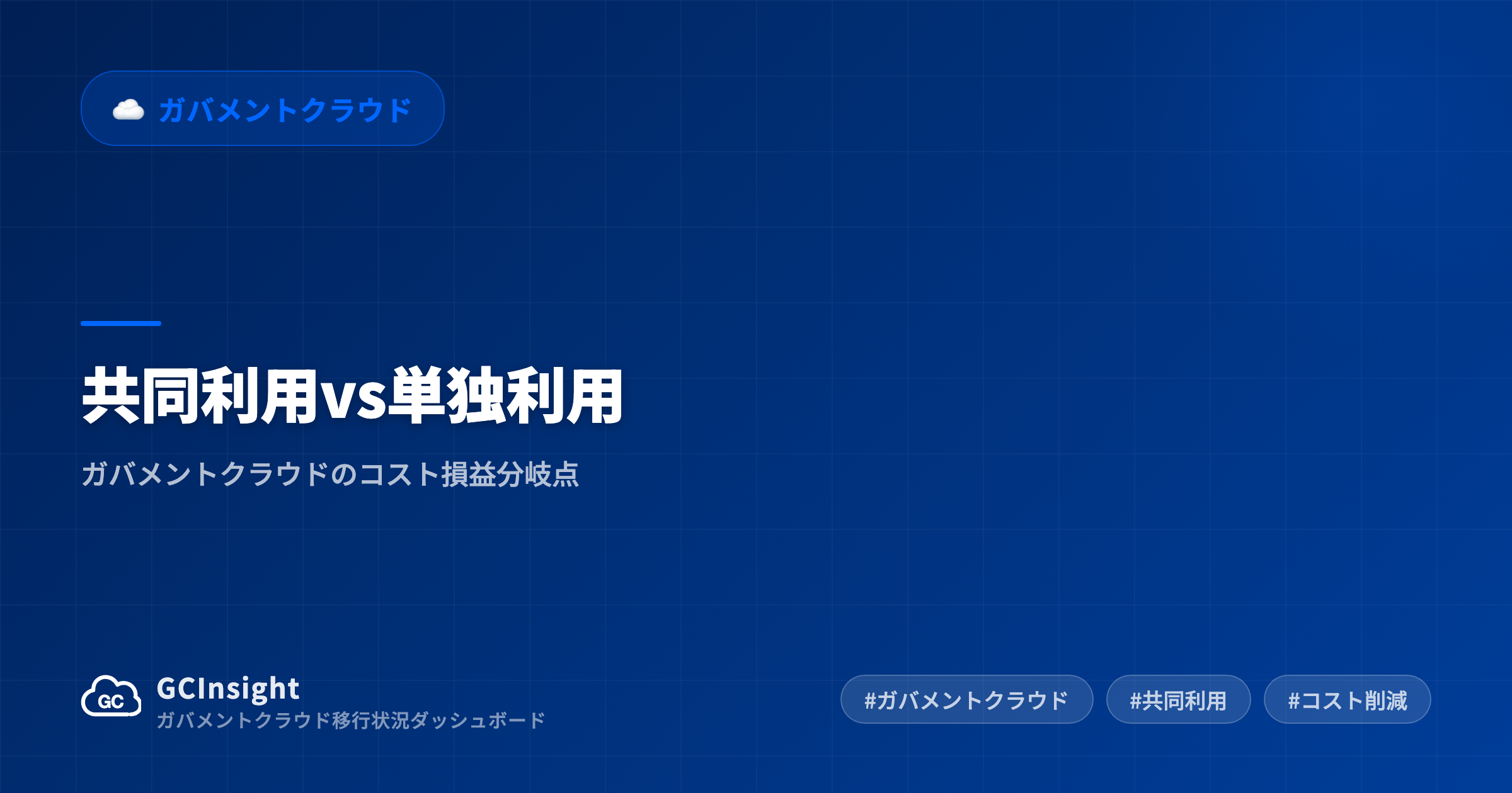 共同利用vs単独利用|ガバメントクラウドのコスト損益分岐点
